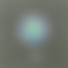 2 cabochons ronds 14 mm (i), dôme bombé en verre, motifs kaléidoscope, tons bleu, vert et blanc