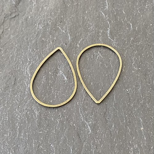 4 anneaux fermés ou breloques en forme de goutte, 25 x 17 mm, métal couleur bronze