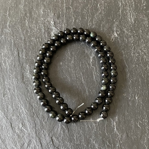 10 perles rondes 6 mm en obsidienne noire