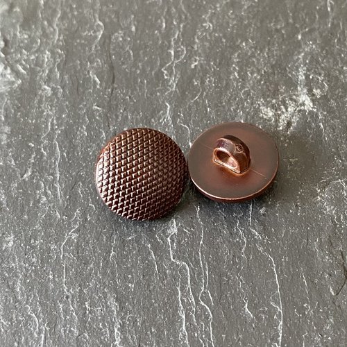 4 fermoirs boutons en plastique marron tête champignon 16 mm motif à points, trou d'accroche 3 mm