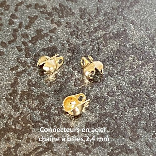 20 embouts fermoirs en acier inoxydable couleur or pour chaîne à billes de diamètre 2,4 mm