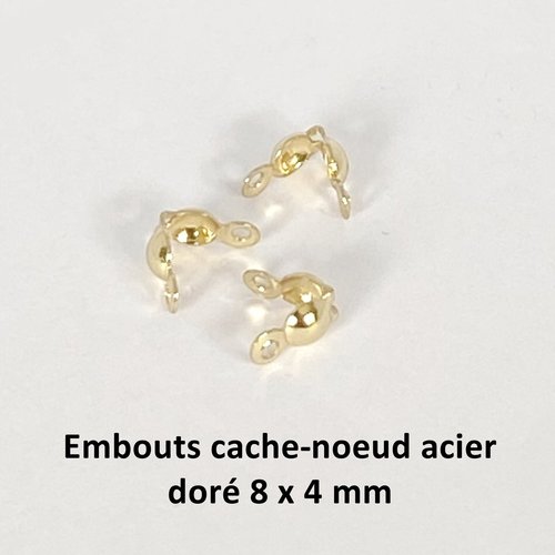 20 embouts cache-noeud en acier inoxydable ton doré 8 x 4 mm