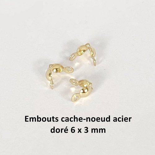 20 embouts cache-noeud en acier inoxydable ton doré 6 x 3 mm