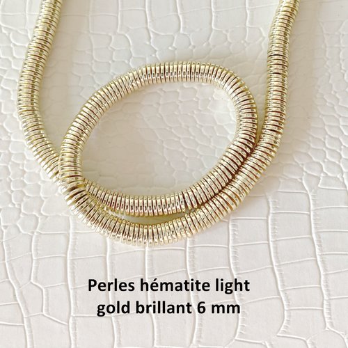 50 perles intermédiaires, rondelles plates light gold brillant en forme de disque 6 x 1 mm
