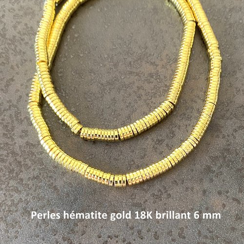50 perles intermédiaires, rondelles plates gold 18 k brillant en forme de disque 6 x 1 mm