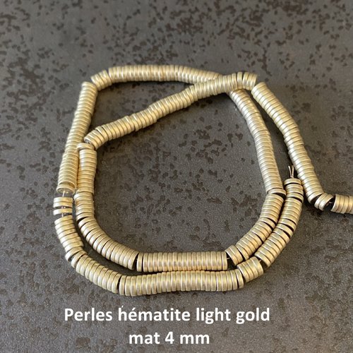 50 perles intermédiaires, rondelles plates light gold mat en forme de disque 4 x 1 mm