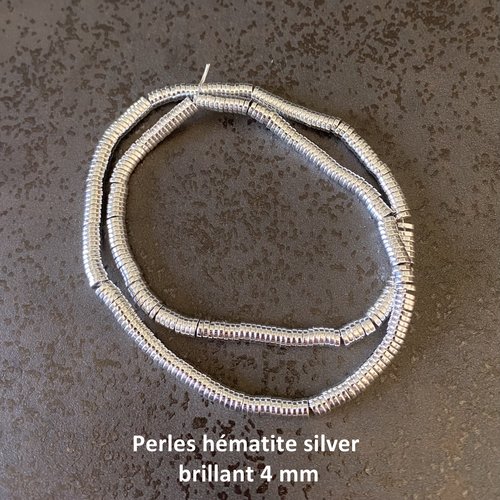 50 perles intermédiaires, rondelles plates silver brillant en forme de disque 4 x 1 mm