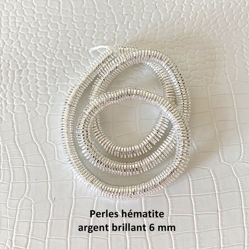 50 perles intermédiaires, rondelles plates argent brillant en forme de disque 6 x 1 mm