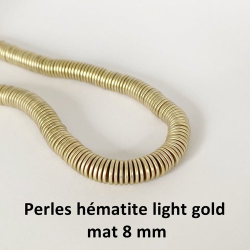 50 perles intermédiaires, rondelles plates light gold mat en forme de disque 8 x 1 mm