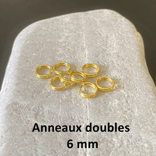 20 anneaux doubles 6 mm métal doré