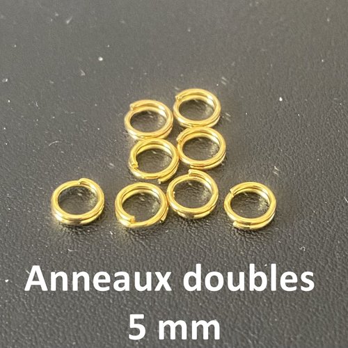 20 anneaux doubles 5 mm métal doré