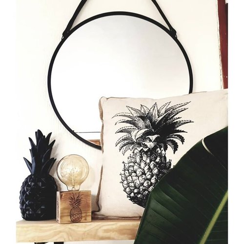 LOLAhome Lampe Ananas Exotique en céramique Blanche de 28 cm 