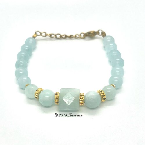 Bracelet aigue-marine doré à l’or fin