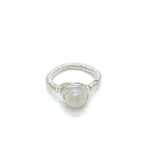 Bague quartz rose angel aura – faite main