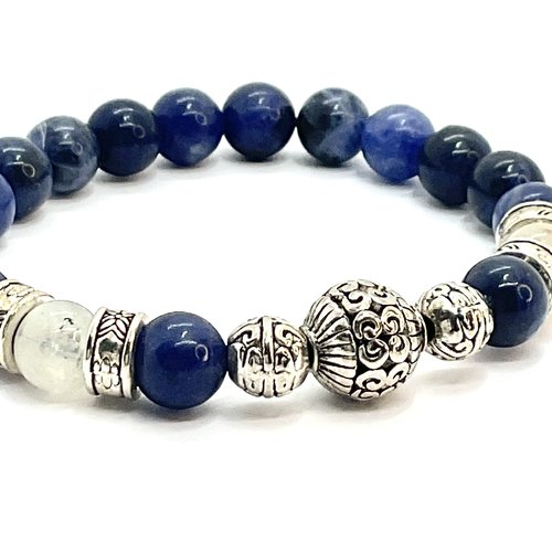 Bracelet pierres sodalite et pierre de lune