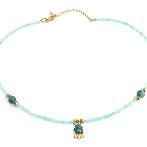 Collier amazonite et apatite bleue