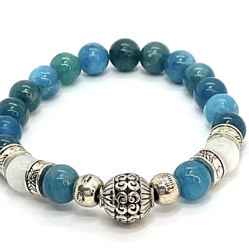 Bracelet apatite bleue et pierre de lune