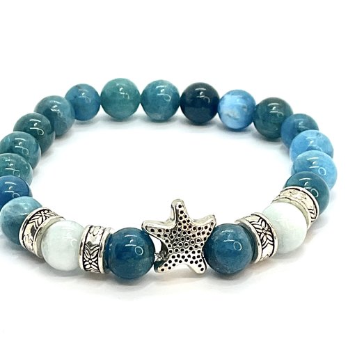 Bracelet apatite bleue et aigue-marine