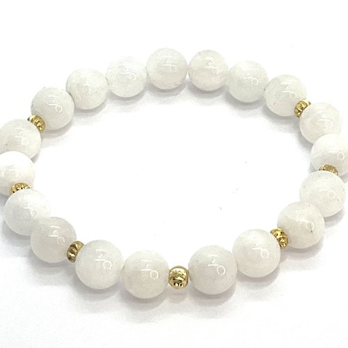 Bracelet en pierre de lune blanche 8 mm