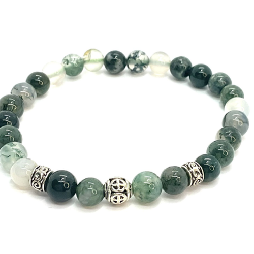 Bracelet agate mousse 6 mm - fait main