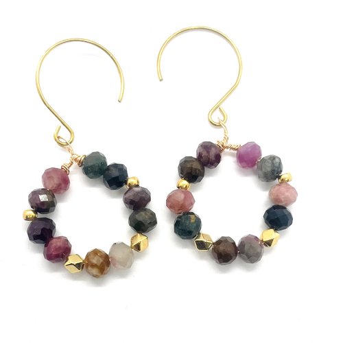 Boucles d’oreilles “auréole de tourmaline”