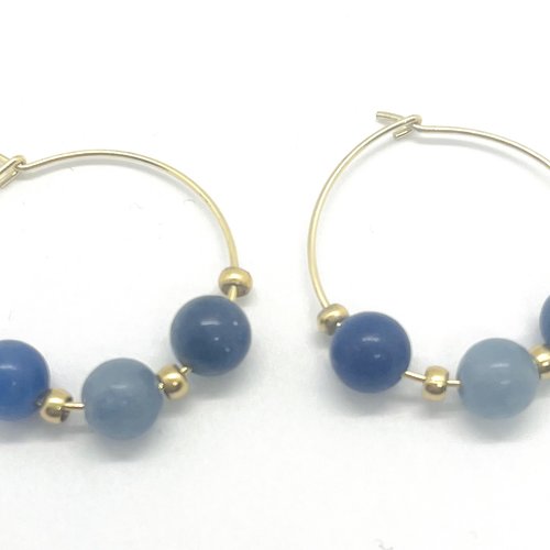Boucles « bleu céleste » – aventurine bleue