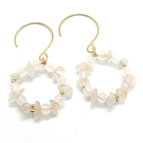 Boucles d’oreilles “aura de quartz” rose