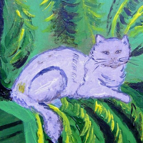 Tableau Peinture Le Chat Sur Le Fauteuil Acrylic The Cat Un Grand Marche