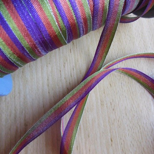 Ruban tricolore 9 mm rouille/prune/anis