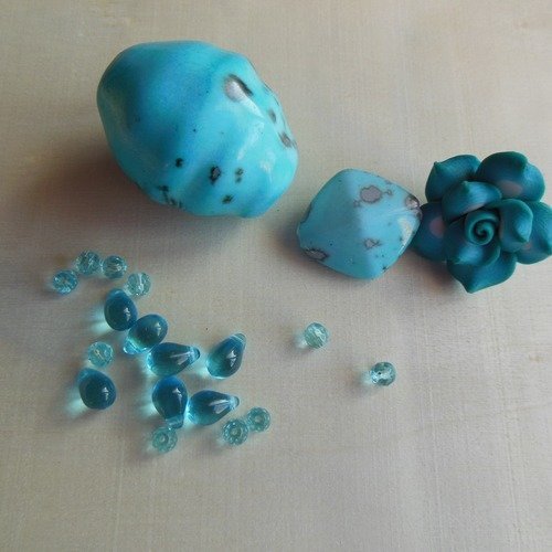 Perles en mélanges turquoise
