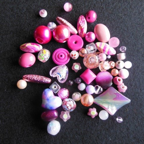 Perles en mélanges rose/fuchia