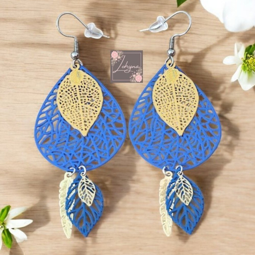 Boucles d'oreilles filigrane " feuilles et plume"