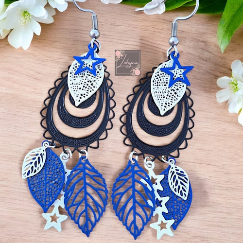Boucles d'oreilles filigrane "feuille et étoile"