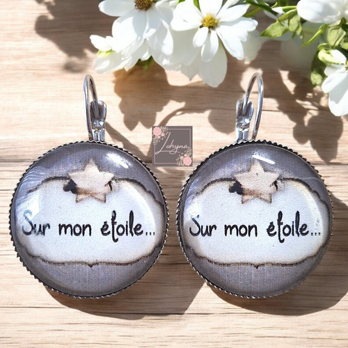 Boucles d'oreilles cabochon "sur mon étoile"