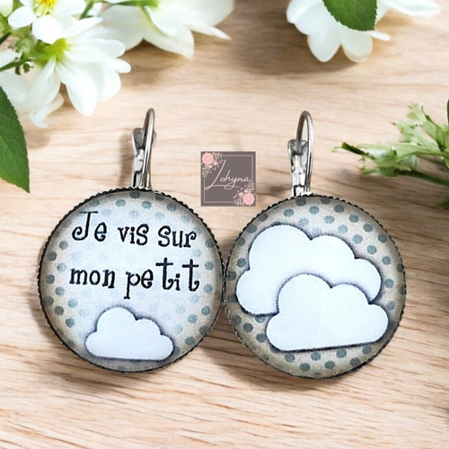 Boucles d'oreilles cabochon "petit nuage"