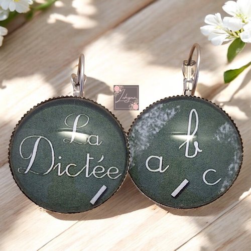 Boucles d'oreilles cabochon "la dictée"