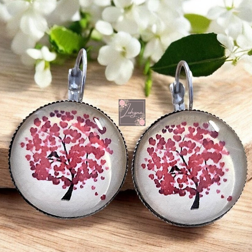 Boucles d'oreilles cabochon "l'arbre de vie"