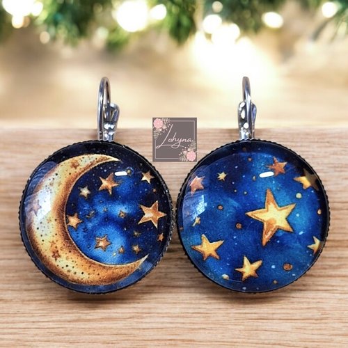 Boucles d'oreilles dépareillées "la lune"