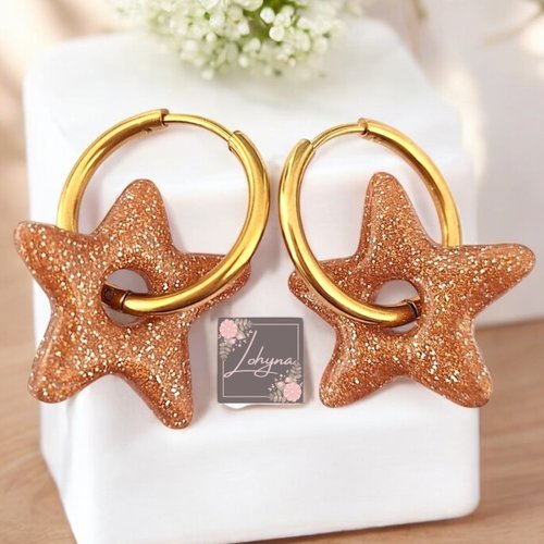 Boucles d'oreilles créoles interchangeables "étoiles"