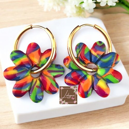 Boucles d'oreilles créoles interchangeables "jade"