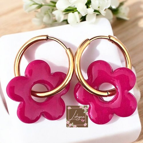 Boucles d'oreilles créoles interchangeables "rosy"