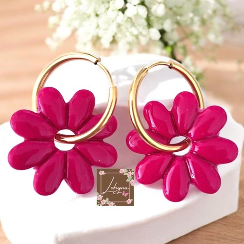 Boucles d'oreilles créoles interchangeables "marguerite"