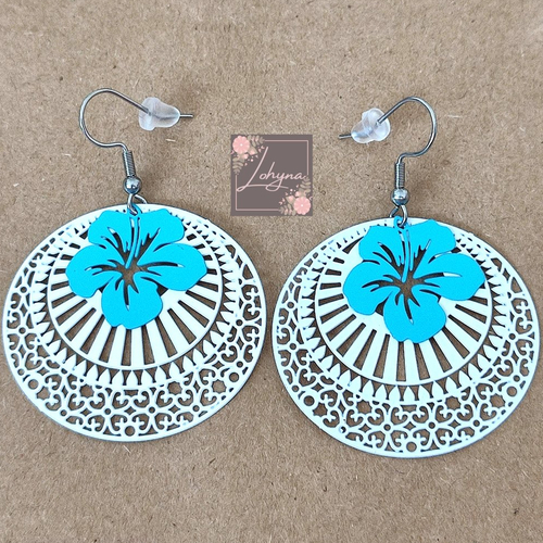 Boucles d'oreilles filigrane "blanc et bleu"