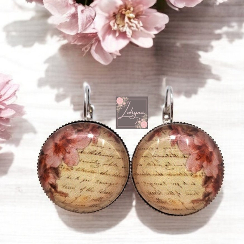 Boucles d'oreilles cabochon "romantique
