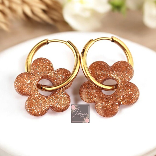 Boucles d'oreilles créoles interchangeables fleurs