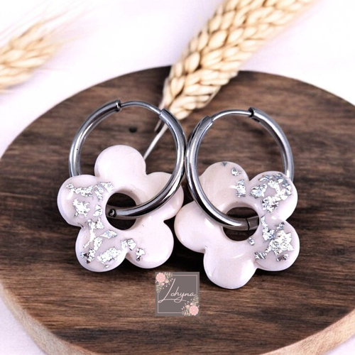 Boucles d'oreilles "snow" créoles interchangeables