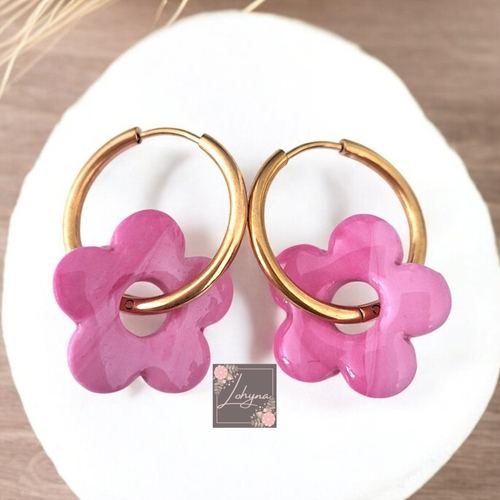 Boucles d'oreilles créoles interchangeables "rosa"