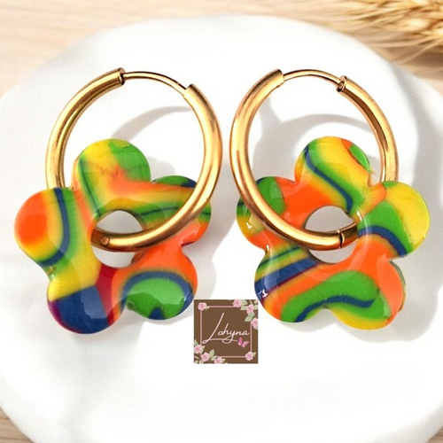 Boucles d'oreilles créoles interchangeables "pop"