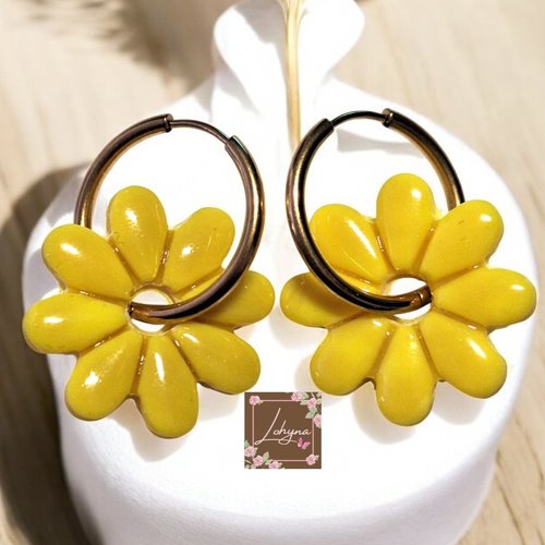 Boucles d'oreilles créoles interchangeables "soleil"
