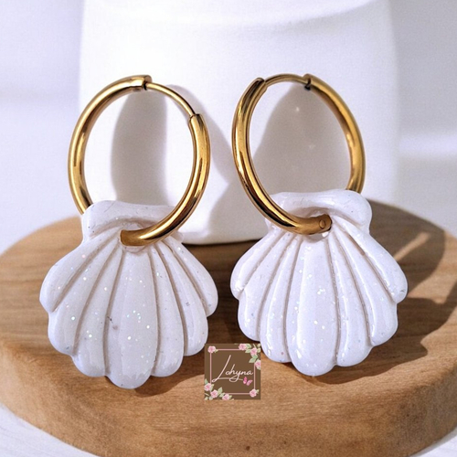 Boucles d'oreilles créoles interchangeables "coquillage"